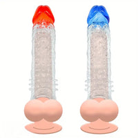 8.46in Clear Anatomy Big Spiked Cock Sleeve Dildo For Enlargement