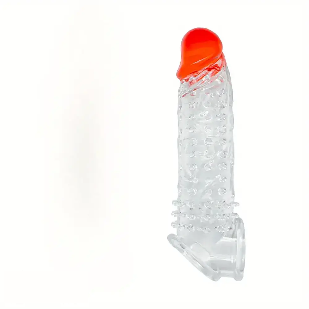 8.46in Clear Anatomy Big Spiked Cock Sleeve Dildo For Enlargement