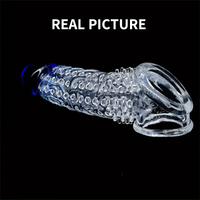 8.46in Clear Anatomy Big Spiked Cock Sleeve Dildo For Enlargement