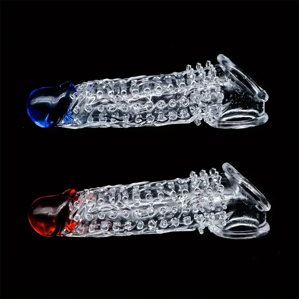 8.46in Clear Anatomy Big Spiked Cock Sleeve Dildo For Enlargement