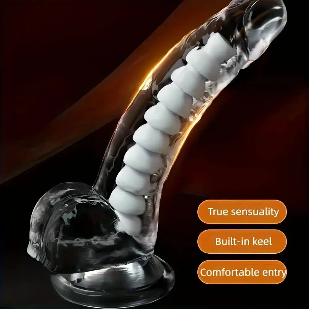 8.46in Dragon Keel TPE Soft Big Curved Realistic Female Dildo For Women