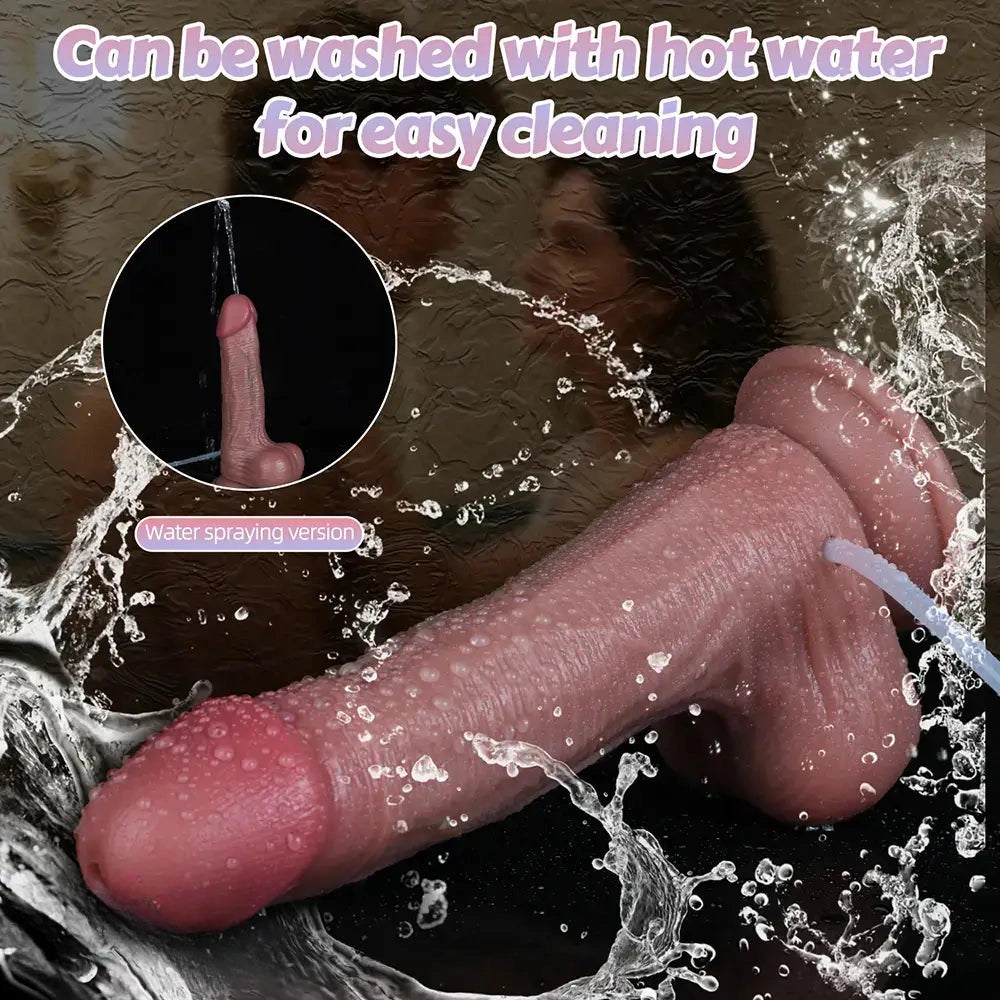 8.46in Dual Layer Silicone Strap on Ejaculating Dildo Role-Play Real Toy