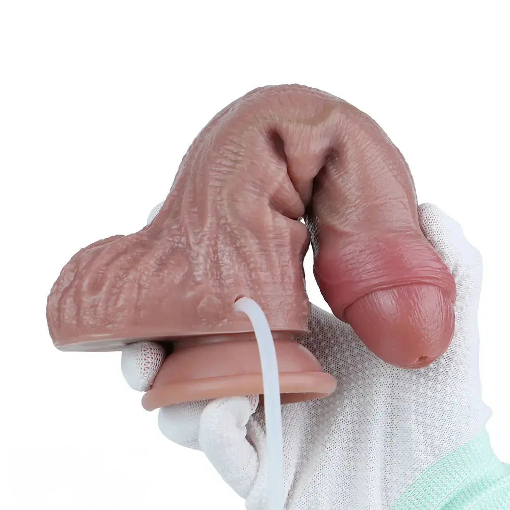 8.46in Dual Layer Silicone Strap on Ejaculating Uncut Soft Real Dildo