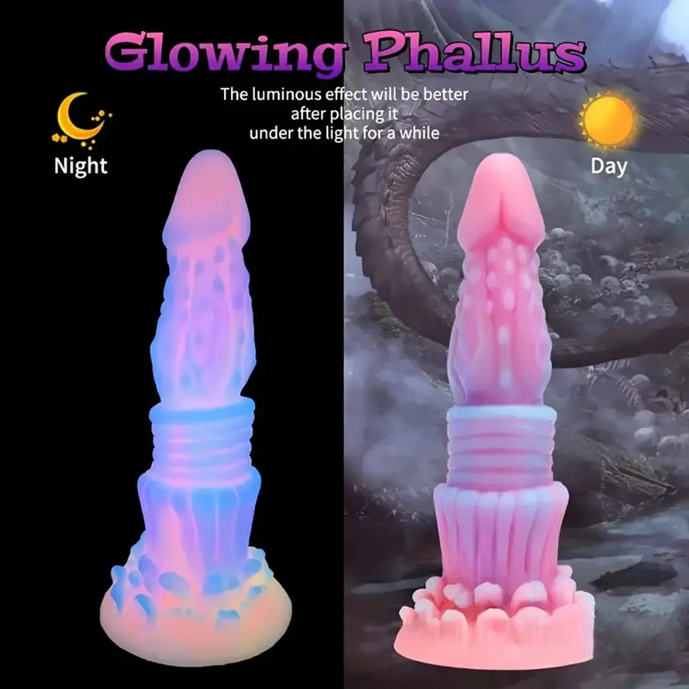 8.46in Fantasy Luminous Monster Silicone Soft Dildo Anal Opener