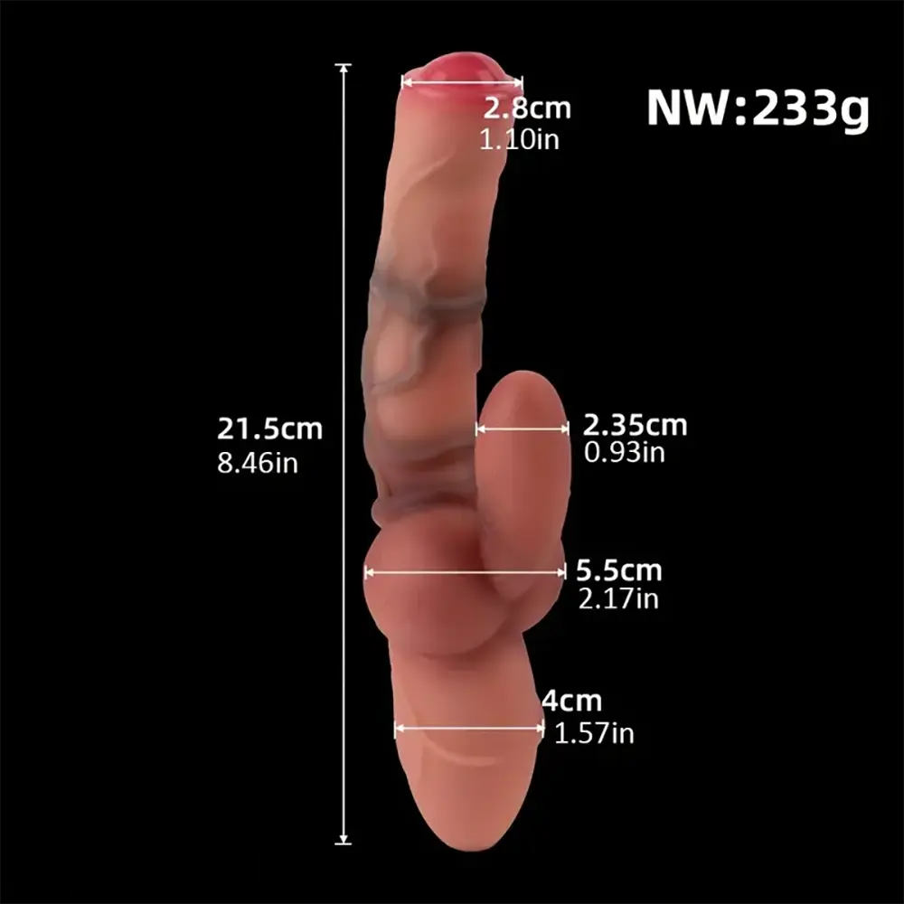8.46in Fantasy Realistic Big Silicone Soft Dildo With Large Knots Veins