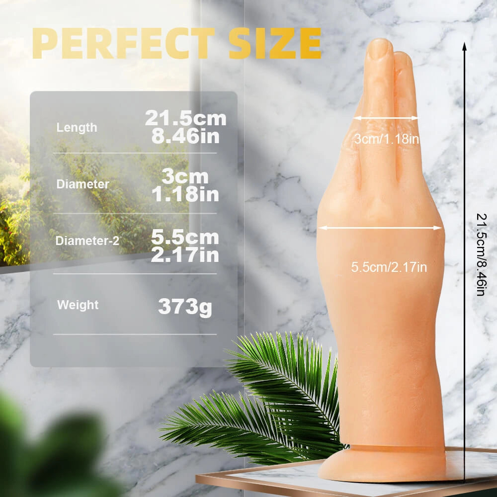 8.46in Finger Fist Dildo With Powerful Sucker For Anus Sex