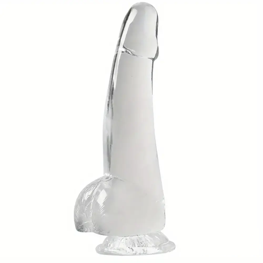8.46in Flexible Clear Crystal Dildo For Couples Lesbian Sex Toy