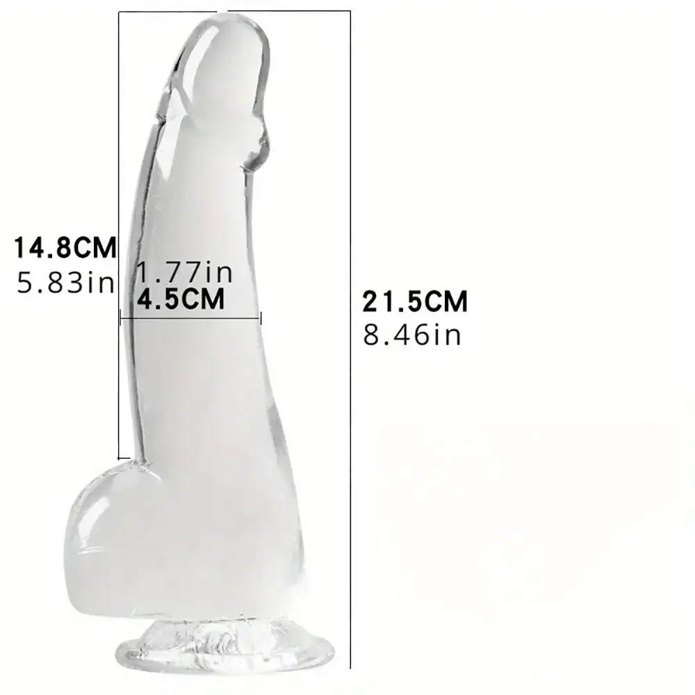 8.46in Flexible Clear Crystal Dildo For Couples Lesbian Sex Toy