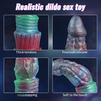 8.46in Forest Iron Spike Fantasy Monster Anal Dildo With Blue Night Light