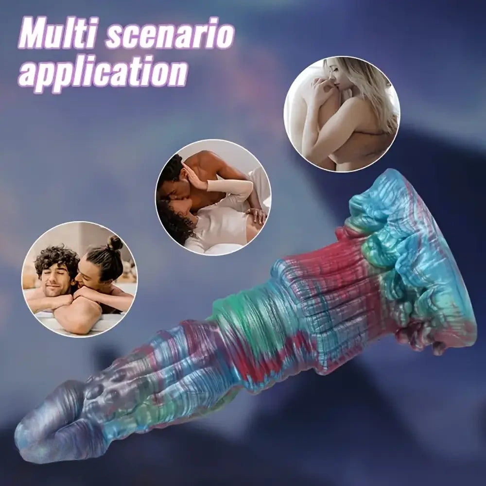 8.46in Forest Iron Spike Fantasy Monster Anal Dildo With Blue Night Light