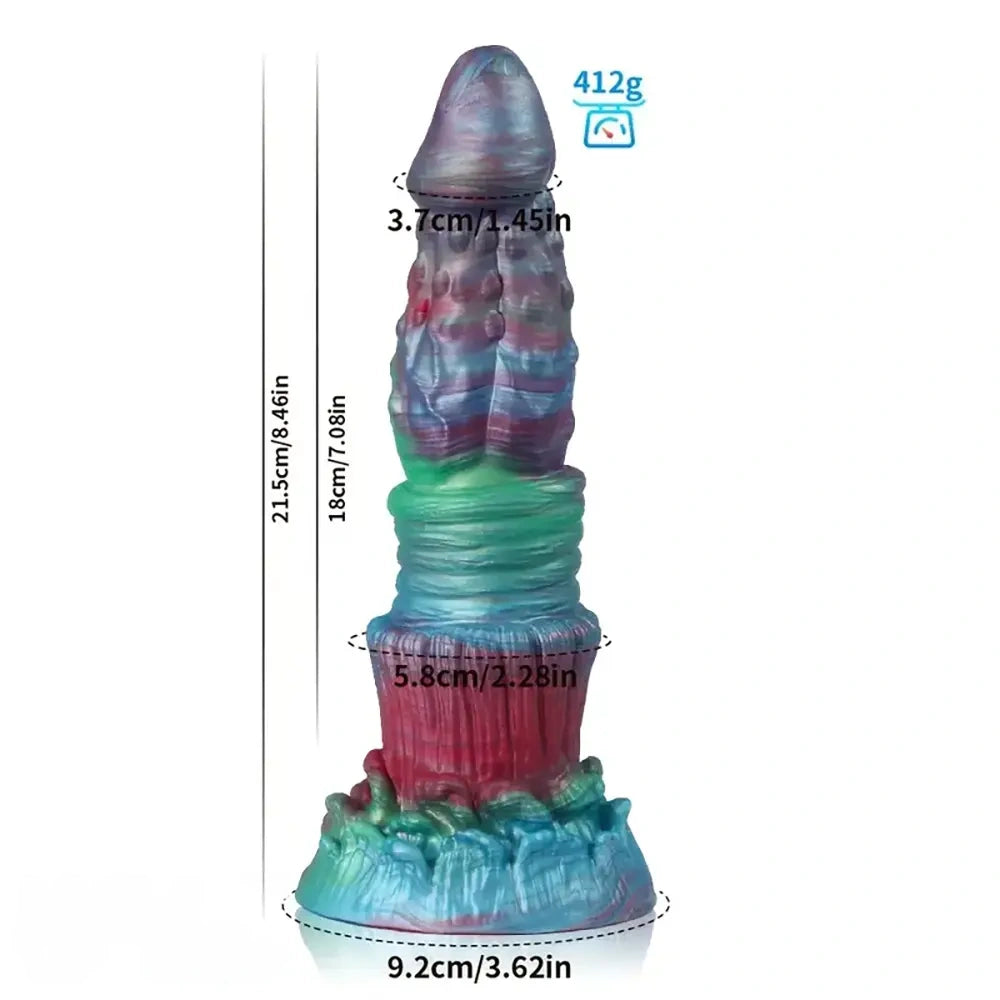 8.46in Forest Iron Spike Fantasy Monster Anal Dildo With Blue Night Light