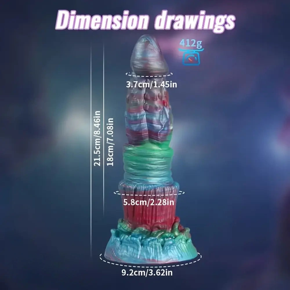 8.46in Forest Iron Spike Fantasy Monster Anal Dildo With Blue Night Light