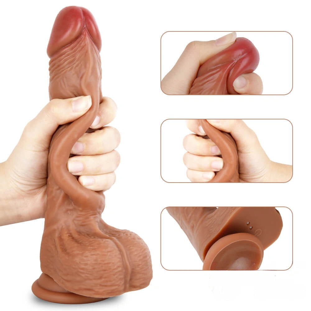 8.46in Full Automatic Heating Squirm Vibrating Real Feel Dildo For Women