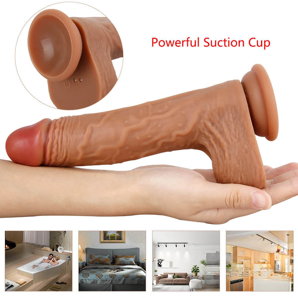 8.46in Full Automatic Heating Squirm Vibrating Real Feel Dildo For Women