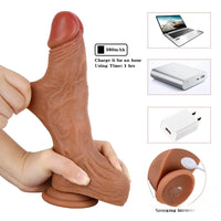8.46in Full Automatic Heating Squirm Vibrating Real Feel Dildo For Women