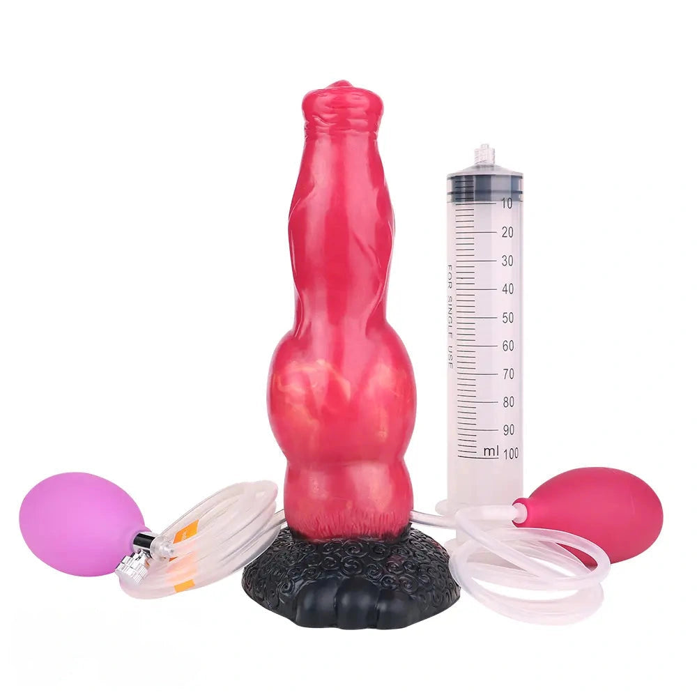 8.46in Knotted Silicone Soft Big Dog Ejaculating Dildo Penis Sex Toy For Women
