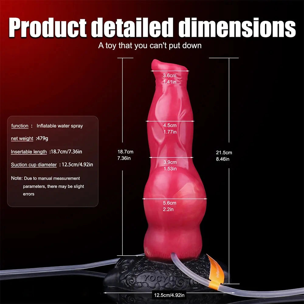 8.46in Knotted Silicone Soft Big Dog Ejaculating Dildo Penis Sex Toy For Women