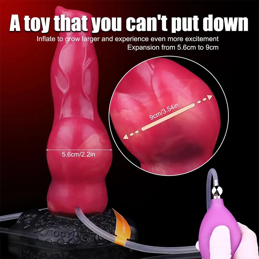 8.46in Knotted Silicone Soft Big Dog Ejaculating Dildo Penis Sex Toy For Women