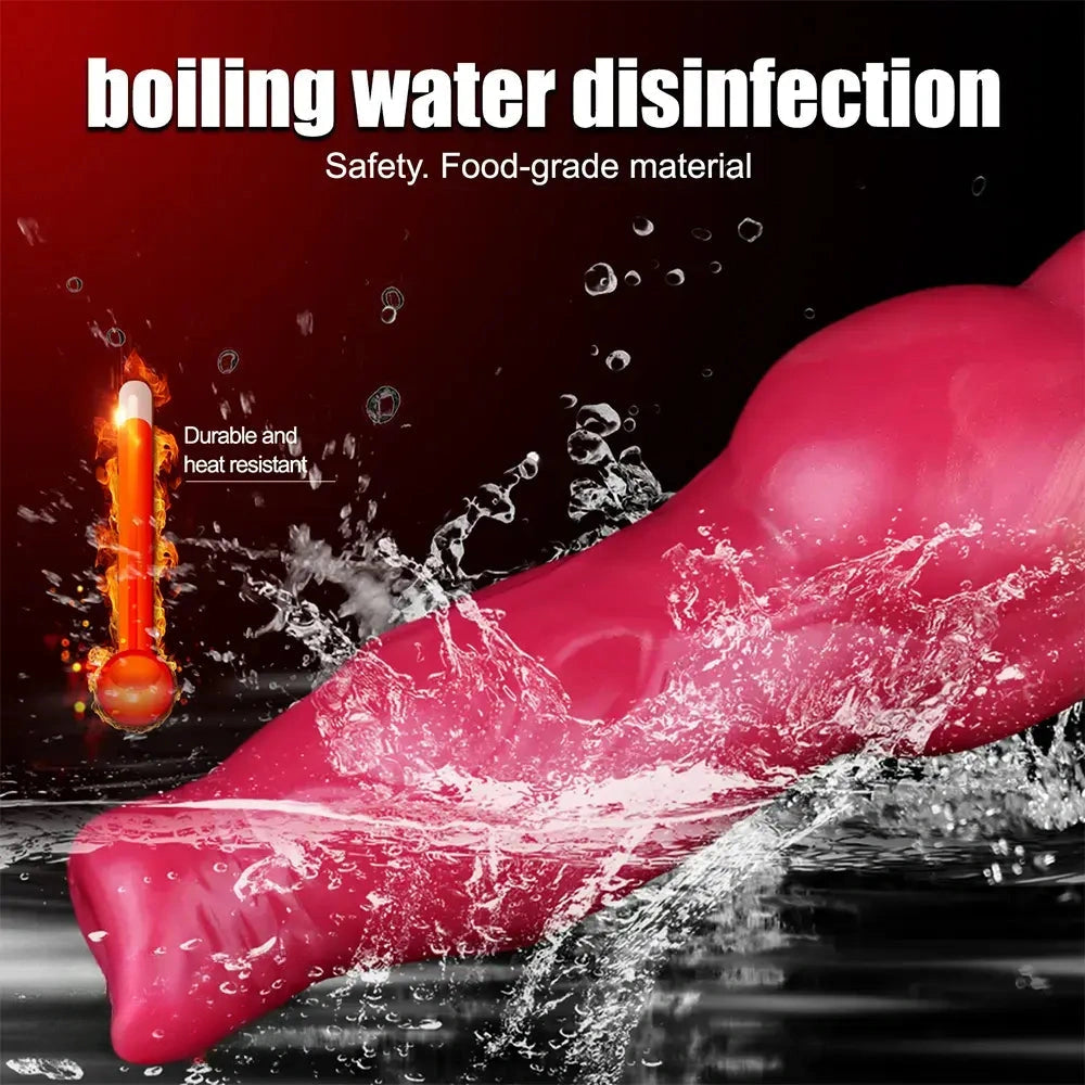 8.46in Knotted Silicone Soft Big Dog Ejaculating Dildo Penis Sex Toy For Women