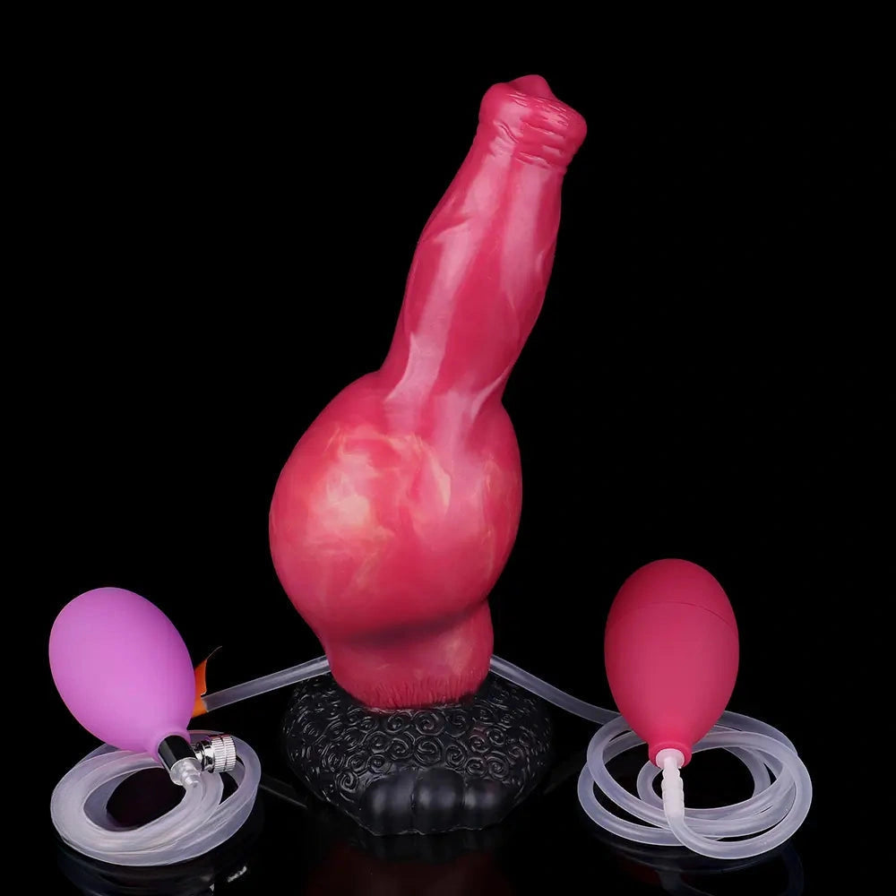 8.46in Knotted Silicone Soft Big Dog Ejaculating Dildo Penis Sex Toy For Women