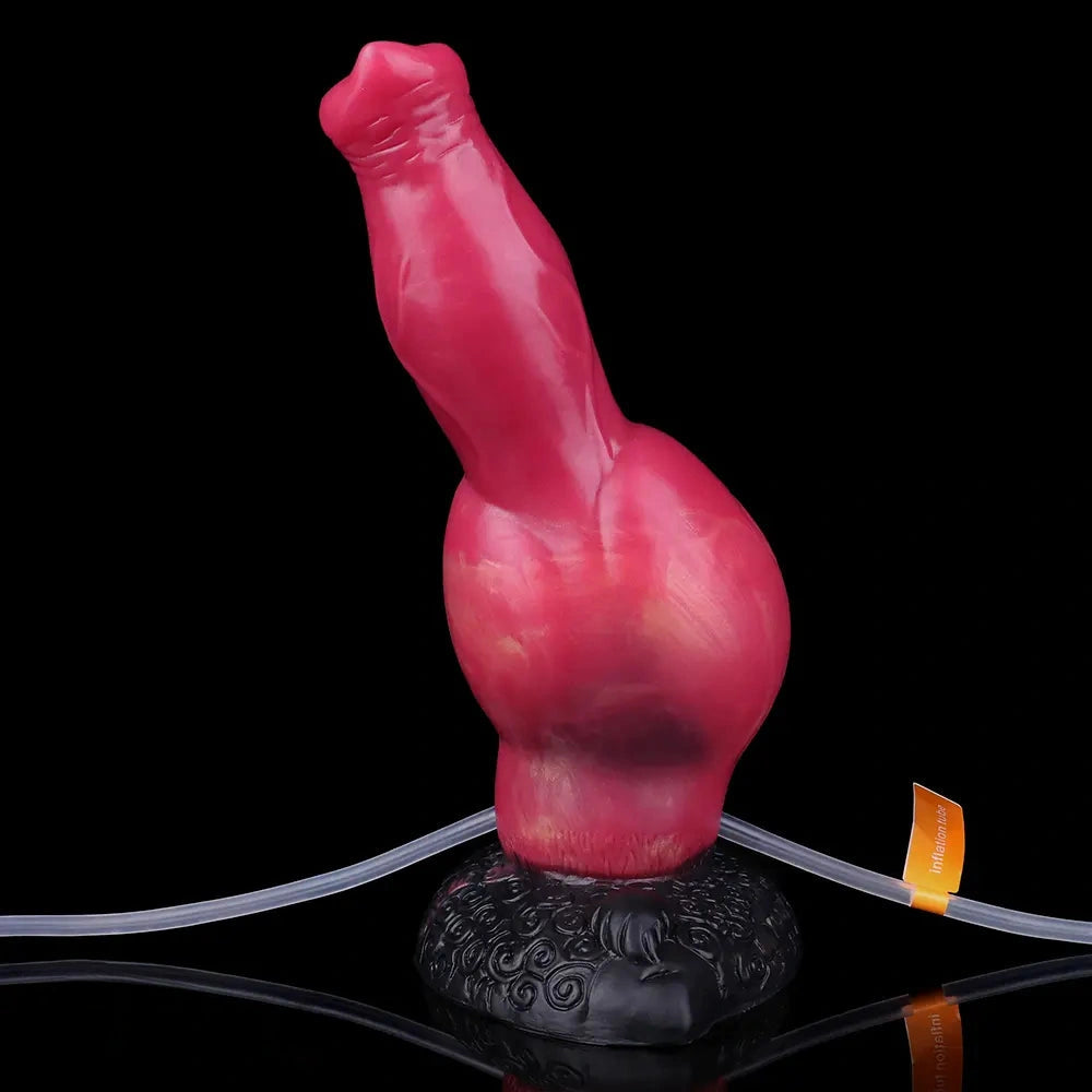 8.46in Knotted Silicone Soft Big Dog Ejaculating Dildo Penis Sex Toy For Women