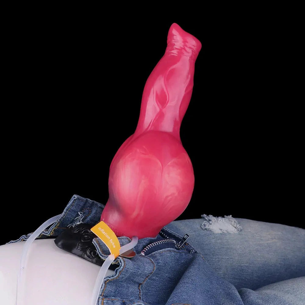8.46in Knotted Silicone Soft Big Dog Ejaculating Dildo Penis Sex Toy For Women