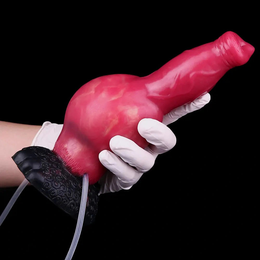 8.46in Knotted Silicone Soft Big Dog Ejaculating Dildo Penis Sex Toy For Women