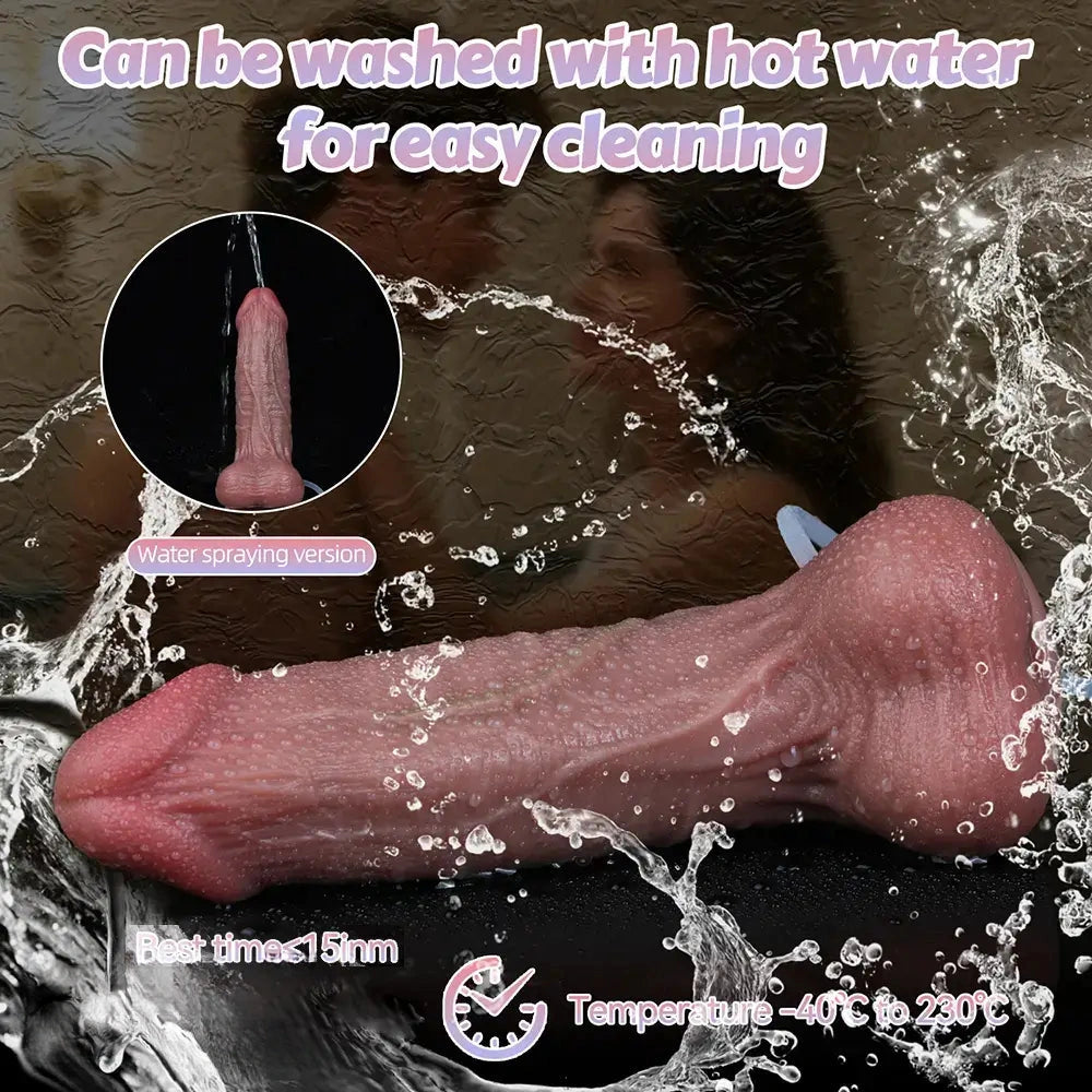 8.46in Lifelike Dual Layer Silicone Strap on Ejaculating Flexible Dildo
