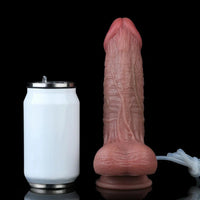8.46in Lifelike Dual Layer Silicone Strap on Ejaculating Flexible Dildo