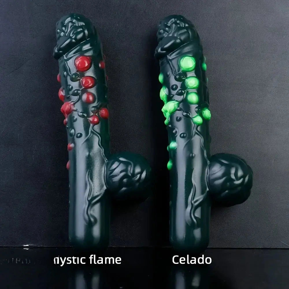 8.46in Liquid Silicone Soft Fantasy Spiked Handle Dildo Private Masturbator