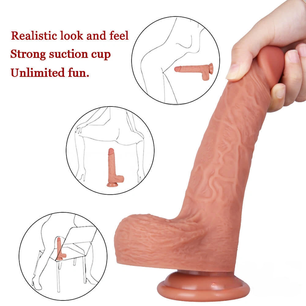 8.46in Real Penis Sex Toy Soft Dildo For G spot Stimulation