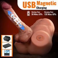 8.46in Real Skin 7 Vibrating Thrusting Male Torso Dildo For Women Men Use