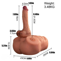 8.46in Real Skin 7 Vibrating Thrusting Male Torso Dildo For Women Men Use