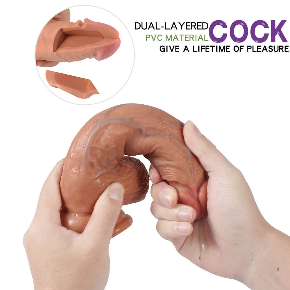 8.46in Real Skin Lifelike Waterproof Dildo With Vein For Adult Female