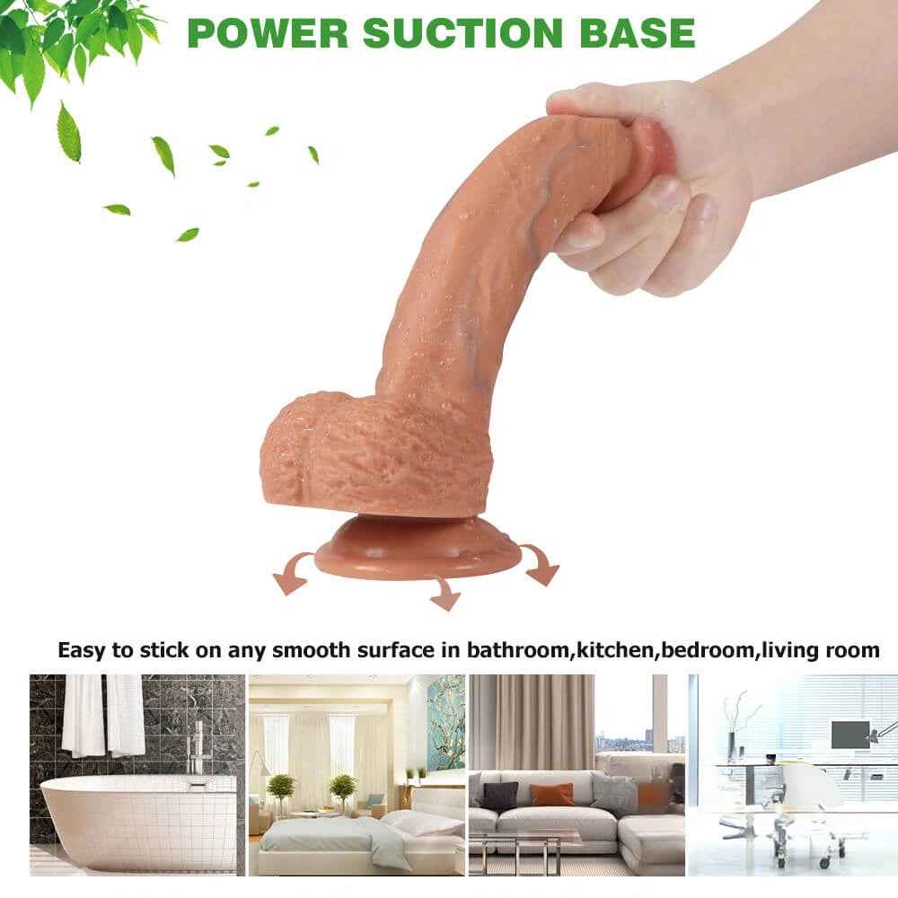 8.46in Real Skin Lifelike Waterproof Dildo With Vein For Adult Female