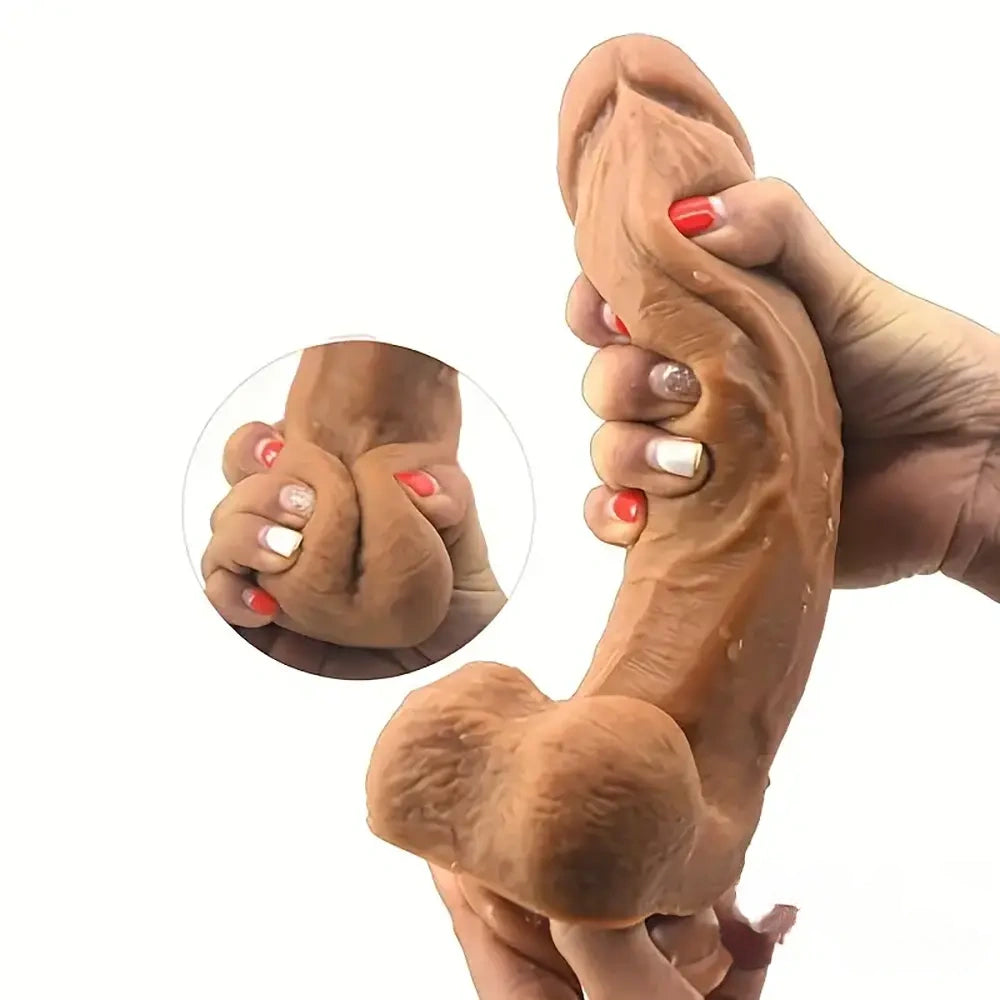 8.46in Realistic Large Silicone Soft Anal Double Layer Dildo For Adults