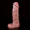 8.46in Realistic Large Silicone Soft Dildo Sleeve With Pearl Sex Toy