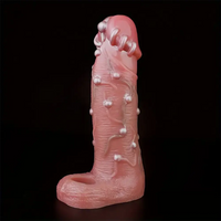 8.46in Realistic Large Silicone Soft Dildo Sleeve With Pearl Sex Toy
