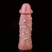 8.46in Realistic Large Silicone Soft Dildo Sleeve With Pearl Sex Toy