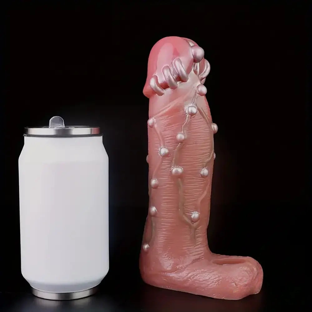 8.46in Realistic Large Silicone Soft Dildo Sleeve With Pearl Sex Toy