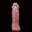 8.46in Realistic Large Silicone Soft Dildo Sleeve With Pearl Sex Toy