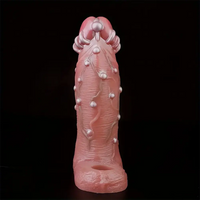8.46in Realistic Large Silicone Soft Dildo Sleeve With Pearl Sex Toy