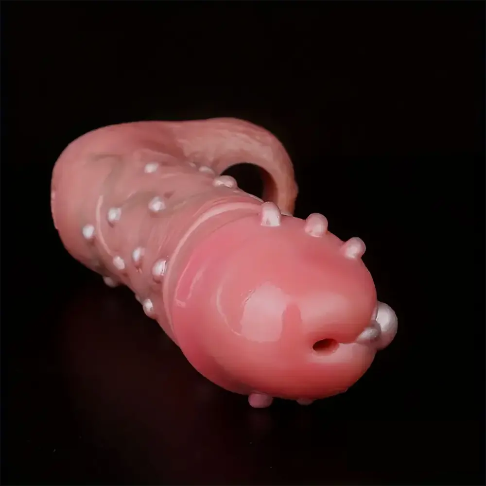 8.46in Realistic Large Silicone Soft Dildo Sleeve With Pearl Sex Toy