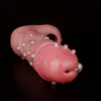 8.46in Realistic Large Silicone Soft Dildo Sleeve With Pearl Sex Toy