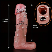 8.46in Realistic Large Silicone Soft Dildo Sleeve With Pearl Sex Toy