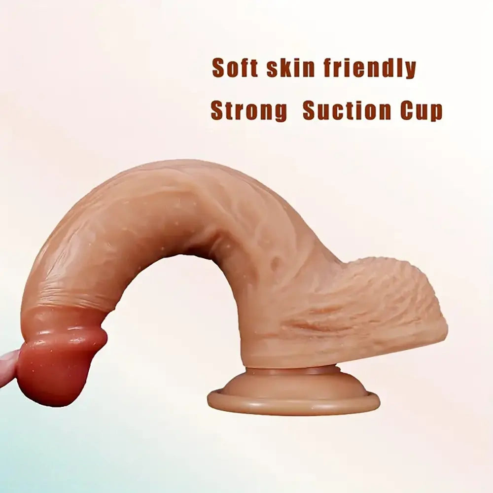 8.46in Realistic Silicone Soft Feeling Big Female G Spot Suction Cup Dildo