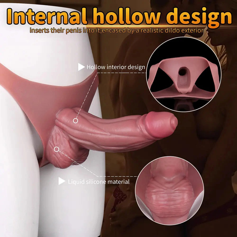 8.46in Silicone Big Strapon Hollow Dildo With Glans Penis Sex Toy