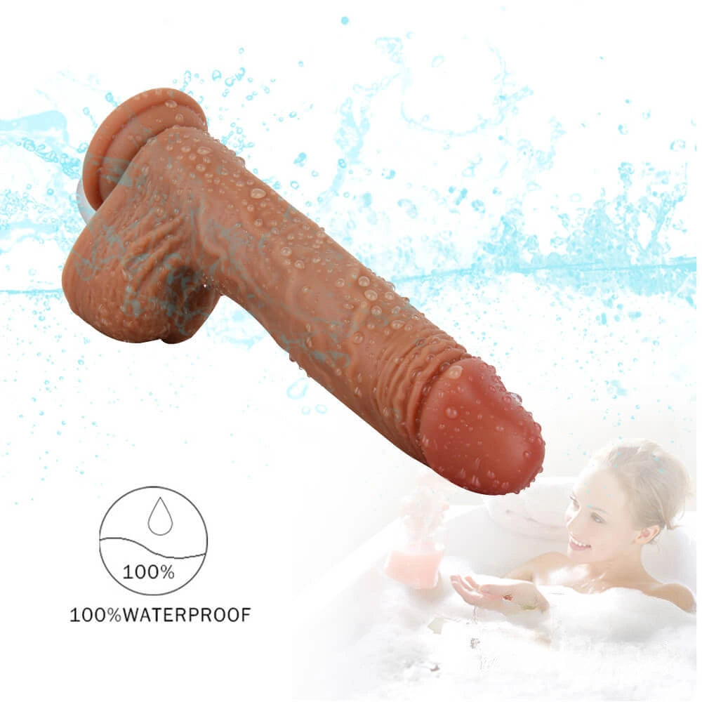 8.46in Silicone Heating Dildo 360°Swinging Vibration Simulation Real Dildo