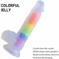 8.46in Silicone Rainbow Soft Realistic Big Crystal Clear Jelly Female Dildo