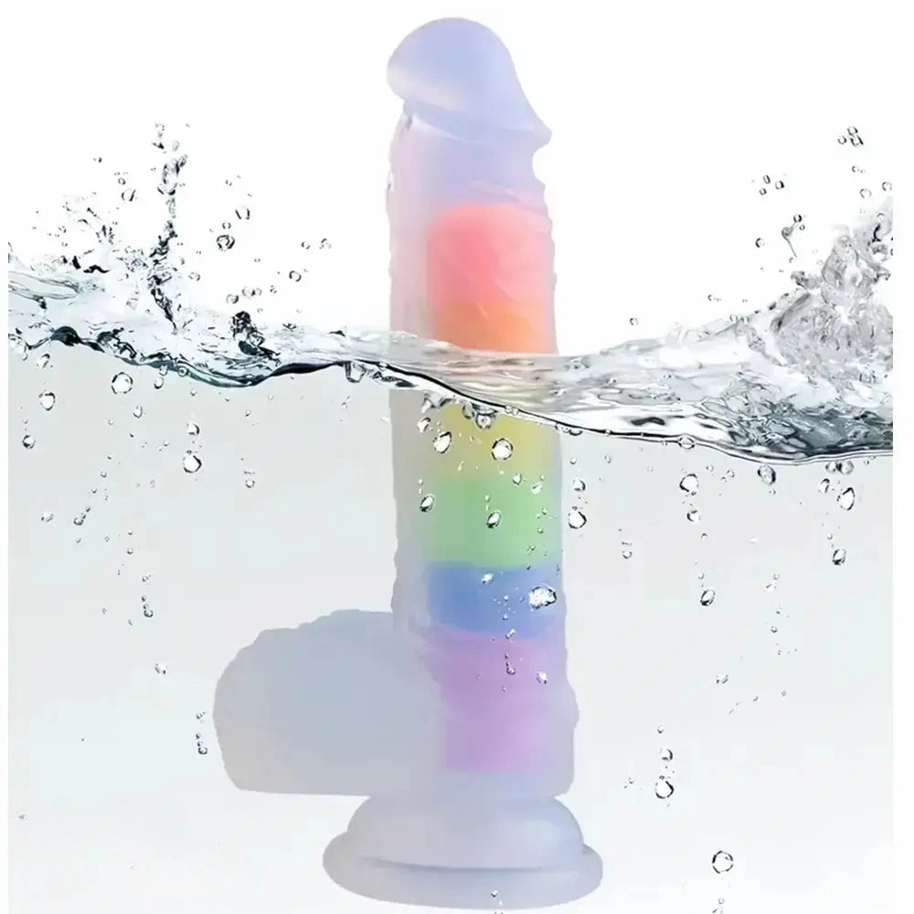 8.46in Silicone Rainbow Soft Realistic Big Crystal Clear Jelly Female Dildo